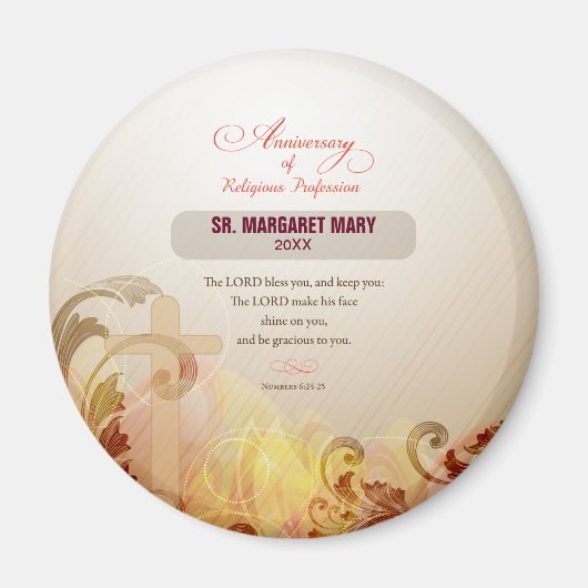 Aangepaste naam en Jaar non, 60e Jubileum Religieu Magneet (Voorkant)