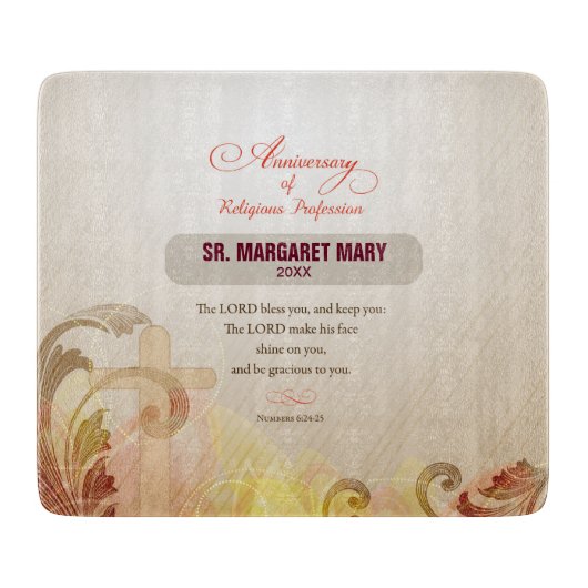 Aangepaste naam en Jaar non, 60e Jubileum Religieu Snijplank (Voorkant)
