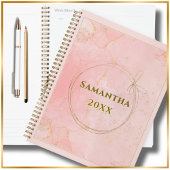 Aangepaste Naam en Jaar Roze en Gouden Planner