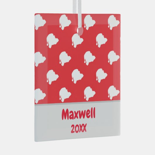 Aangepaste naam en jaar Santa Claus Pattern Orname Glas Ornament (Voorkant Rechts)