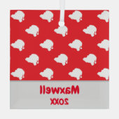 Aangepaste naam en jaar Santa Claus Pattern Orname Glas Ornament (Achterkant)