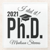 Aangepaste naam en jaardoctoraat glazen onderzetter (Voorkant)