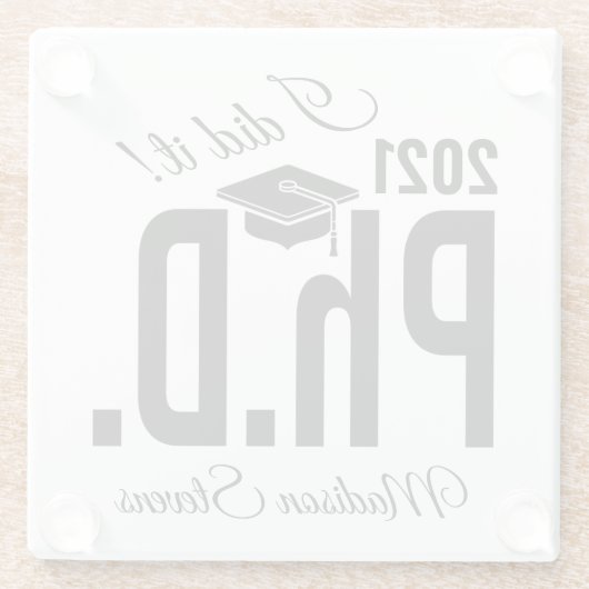 Aangepaste naam en jaardoctoraat glazen onderzetter (Achterkant)