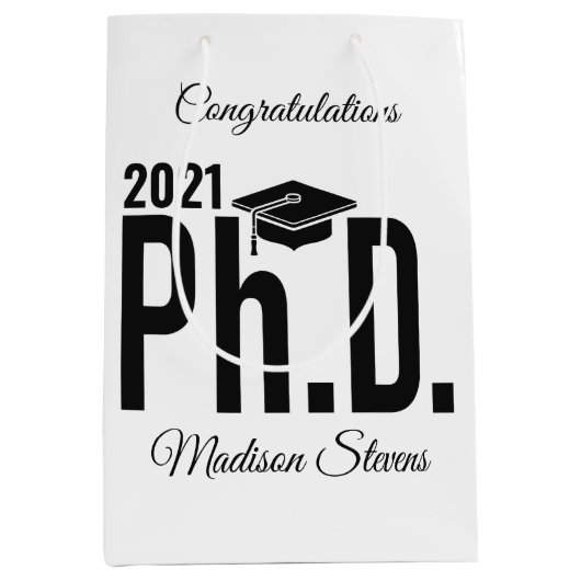 Aangepaste naam en jaardoctoraat medium cadeauzakje (Voorkant)