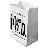 Aangepaste naam en jaardoctoraat medium cadeauzakje (Achterkant Gekanteld)