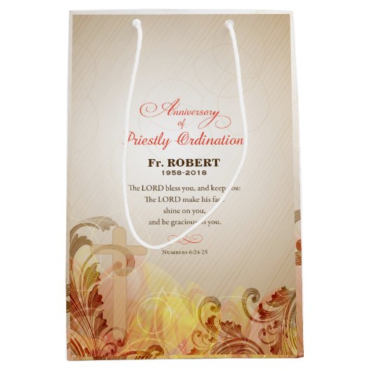 Aangepaste naam en jaarnaam, 60e priesterbestellin medium cadeauzakje (Voorkant)