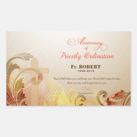 Aangepaste naam en jaarnaam, 60e priesterbestellin rechthoekige sticker (Voorkant)