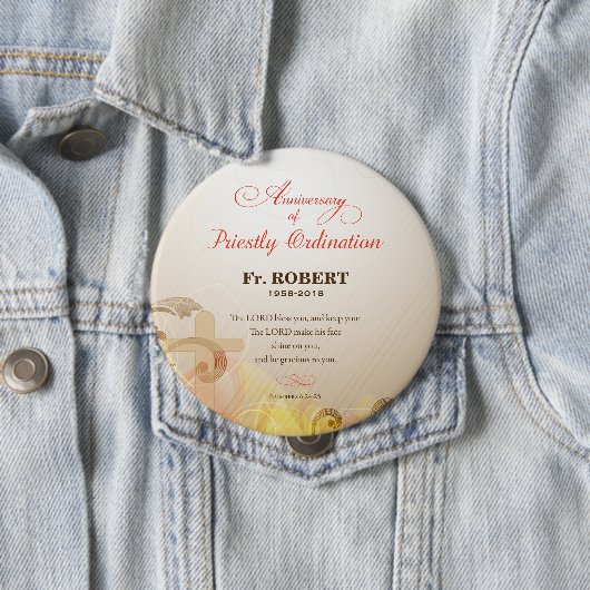 Aangepaste naam en jaarnaam, 60e priesterbestellin ronde button 4,0 cm (In situ)
