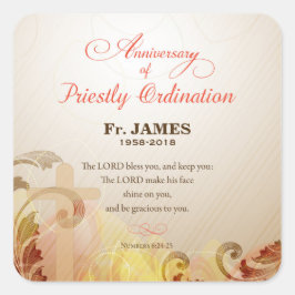 Aangepaste naam en jaarnaam, 60e priesterbestellin vierkante sticker