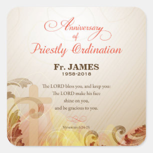 Aangepaste naam en jaarnaam, 60e priesterbestellin vierkante sticker