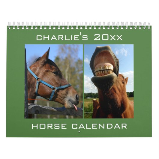 Aangepaste naam en jaarrooster voor paarden kalender (Hoes)