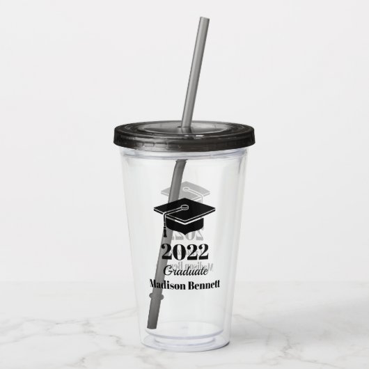 Aangepaste naam en jaartal Afstuderen Acryl Drinkbeker (Achterkant)