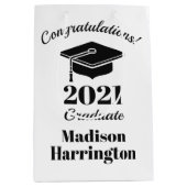 Aangepaste naam en jaartal Afstuderen Medium Cadeauzakje (Voorkant)