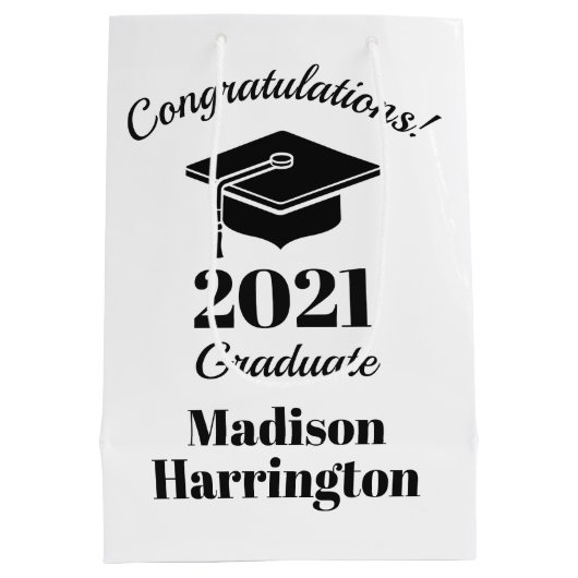 Aangepaste naam en jaartal Afstuderen Medium Cadeauzakje (Achterkant)