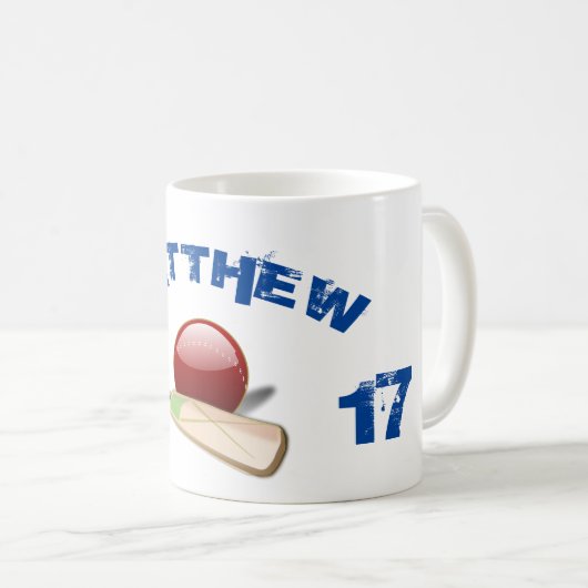 Aangepaste naam en Jersey nummer cricket Koffiemok (Voorkant rechts)
