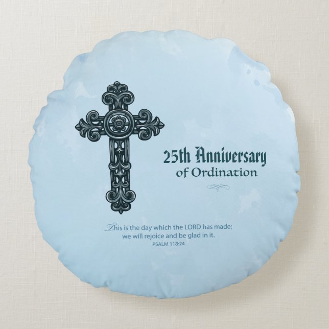 Aangepaste naam en Jubileum jaarabonnement, hoogst Rond Kussen (Voorkant)