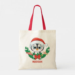 Aangepaste naam en kerstmis met tekst tote bag