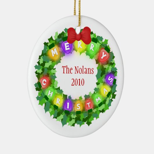 Aangepaste naam en kerstversiering keramisch ornament (Rechts)