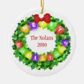 Aangepaste naam en kerstversiering keramisch ornament (Voorkant)