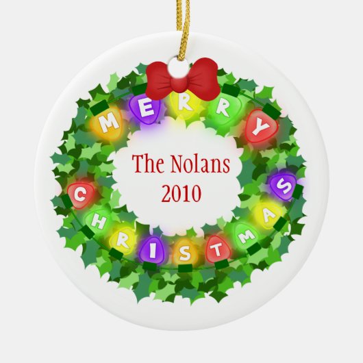 Aangepaste naam en kerstversiering keramisch ornament (Voorkant)