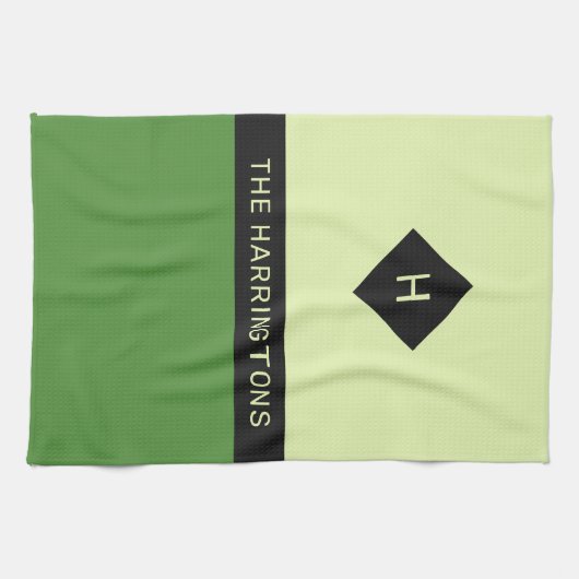 Aangepaste naam en keukenhanddoek voor monogram (Horizontaal)