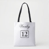 Aangepaste naam en klasnummer Varsity stijl Wit Tote Bag (Voorkant)