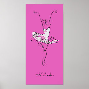 Aangepaste naam en kleur Ballerina-poster Poster