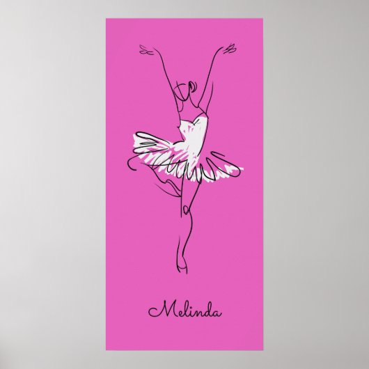 Aangepaste naam en kleur Ballerina-poster Poster (Voorkant)