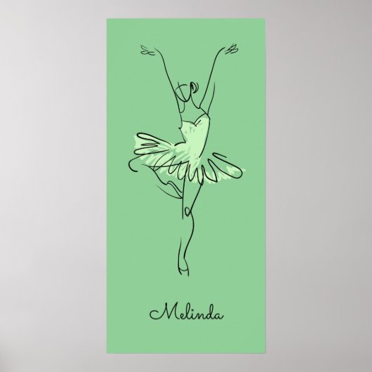 Aangepaste naam en kleur Ballerina-poster Poster (Voorkant)