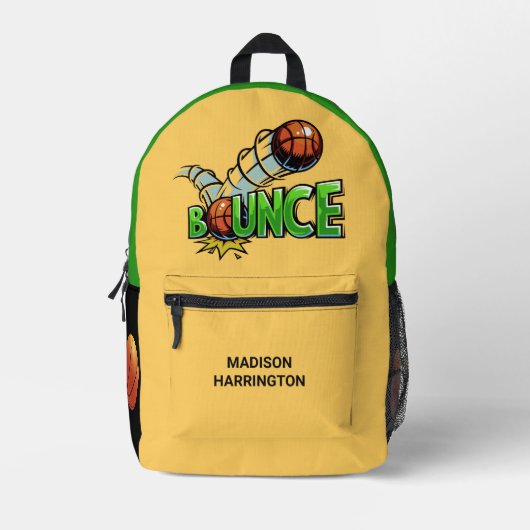 Aangepaste naam en kleur BOUNCE Basketball Bedrukte Rugzak (Voorkant)