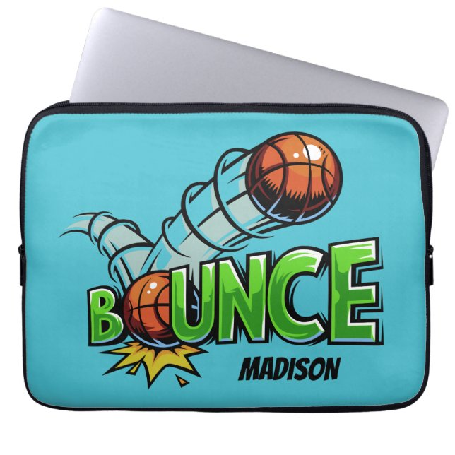 Aangepaste naam en kleur BOUNCE Basketball-sleeves Laptop Sleeve (Voorkant)