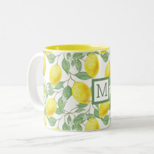 Aangepaste naam en kleur Bright Summer Lemon Tree  Tweekleurige Koffiemok
