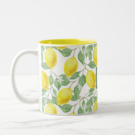 Aangepaste naam en kleur Bright Summer Lemon Tree Tweekleurige Koffiemok