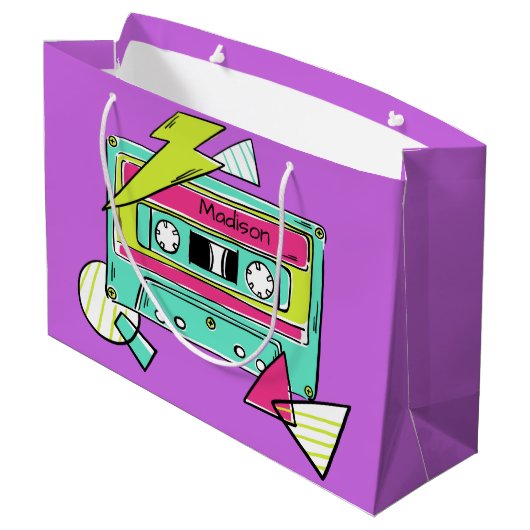 Aangepaste naam en kleur Casette Tape gift Groot Cadeauzakje (Achterkant Gekanteld)