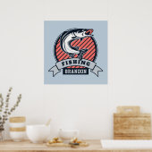 Aangepaste naam en kleur Fisher-poster Poster (Keuken)