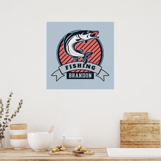 Aangepaste naam en kleur Fisher-poster Poster (Keuken)