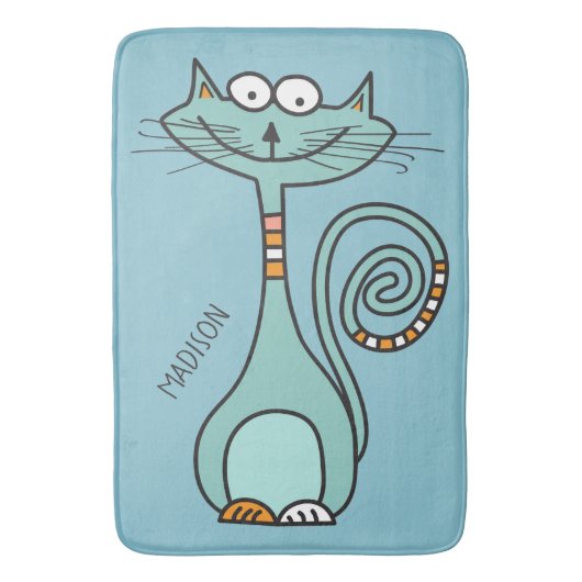 Aangepaste naam en kleur Funny Cat badmatten (Voorkant Verticaal)