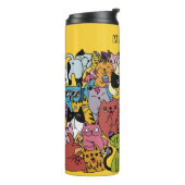 Aangepaste naam en kleur grappige katten illustrat thermosbeker (Gedraaid links)