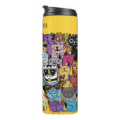 Aangepaste naam en kleur grappige katten illustrat thermosbeker (Geroteerd rechts)