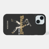 Aangepaste naam en kleur honkbalspeler iPhone 15 case (Achterkant horizontaal)