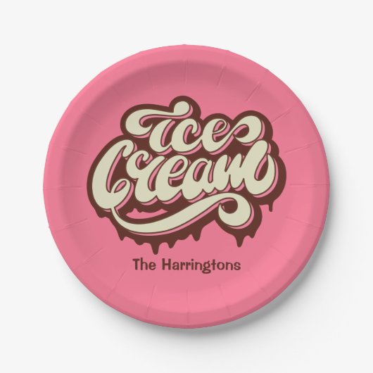 Aangepaste naam en kleur Ice Cream-borden Papieren Bordje (Voorkant)