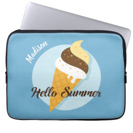 Aangepaste naam en kleur Ice Cream Hallo laptophoe Laptop Sleeve