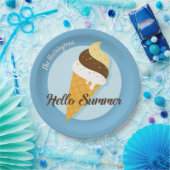 Aangepaste naam en kleur Ice Cream Hallo papieren Bordje (Feest)