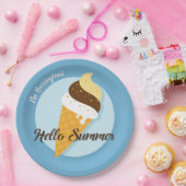 Aangepaste naam en kleur Ice Cream Hallo papieren Bordje (Feest)