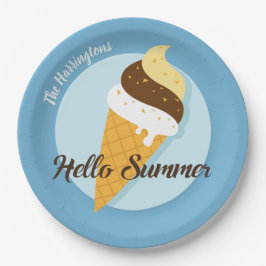 Aangepaste naam en kleur Ice Cream Hallo papieren Bordje