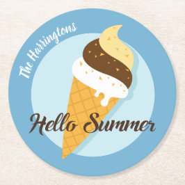 Aangepaste naam en kleur Ice Cream Hallo papieren Ronde Kartonnen Onderzetter