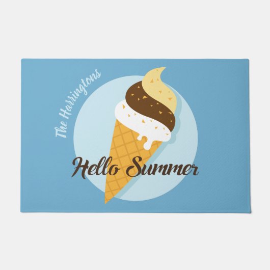 Aangepaste naam en kleur Ice Cream Hallo slaapzale Deurmat (Voorkant)