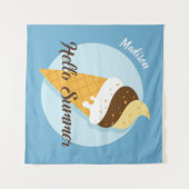 Aangepaste naam en kleur Ice Cream Hallo tapestry Wandkleed (Voorkant (horizontaal))