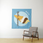 Aangepaste naam en kleur Ice Cream Hallo tapestry Wandkleed (In Situ (horizontaal))