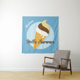 Aangepaste naam en kleur Ice Cream Hallo tapestry Wandkleed